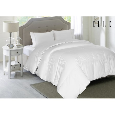 Elle 1200 Thread Count White Down Comforter, White, Full/Queen EL101002